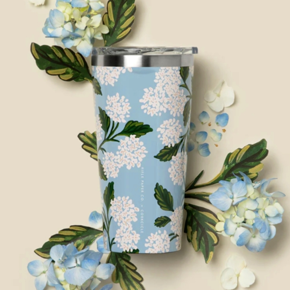 RIFLE PAPER CO. TUMBLER- BLUE HYDRANGEA
